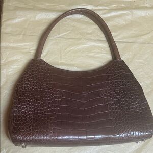 Ann Taylor Rich Brown Crocodile Pattern Shoulder Bag- see video !!